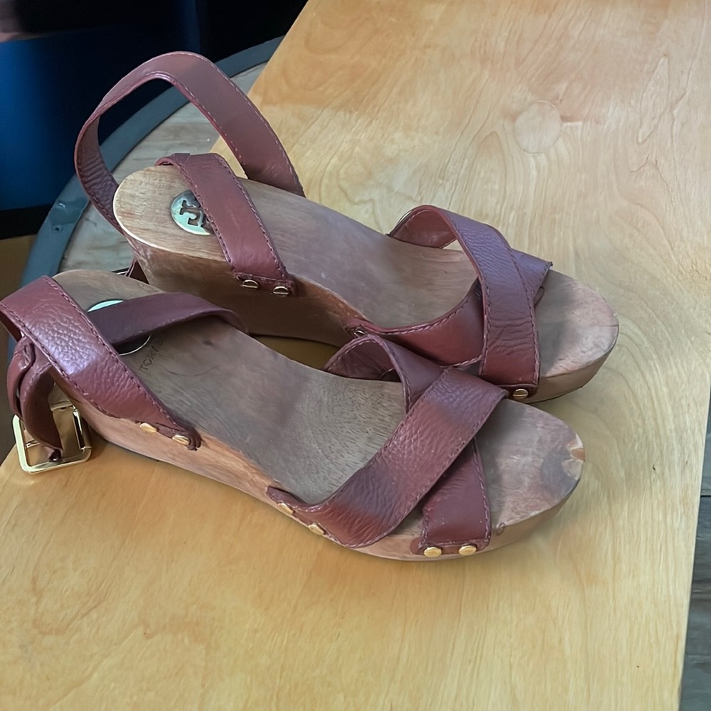 Tory Burch solid wood wedges